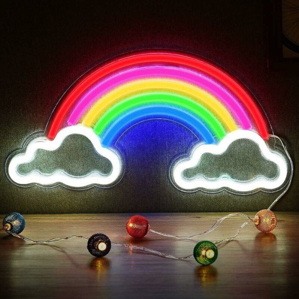 Rainbow Neon Light Festival Art Neon Sign Led Wall Night Light Dekor, 1PC-Rainbow moln på bakplanet