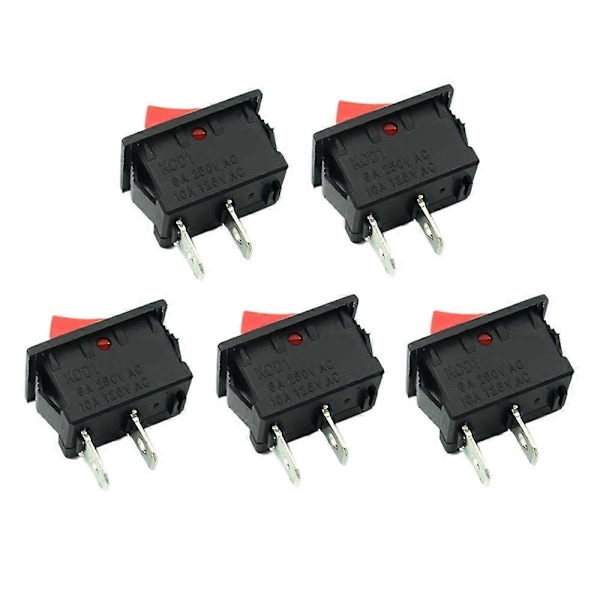 På-Av KCD11 2Pin 2P Svart Rød Båt Bil Vippebryter 3A 250V 6A 125V AC Knapp KCD1-11 10X15 10X15