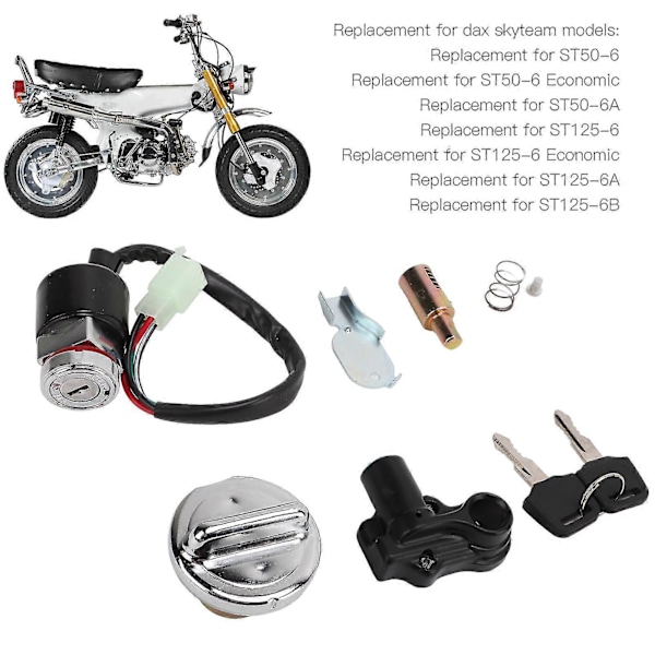 Sytytyskytkin, bensatankin kansi ja kypärälukko Dax Skyteam 50cc 125cc - Mukana 2 vara-avainta