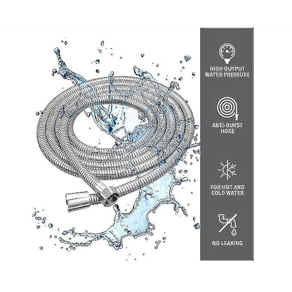 Duschsslang 5m Rostfritt Stål Duschsslangar, Med Koppling, Universell, Anti-Burst, Finish.(500cm)