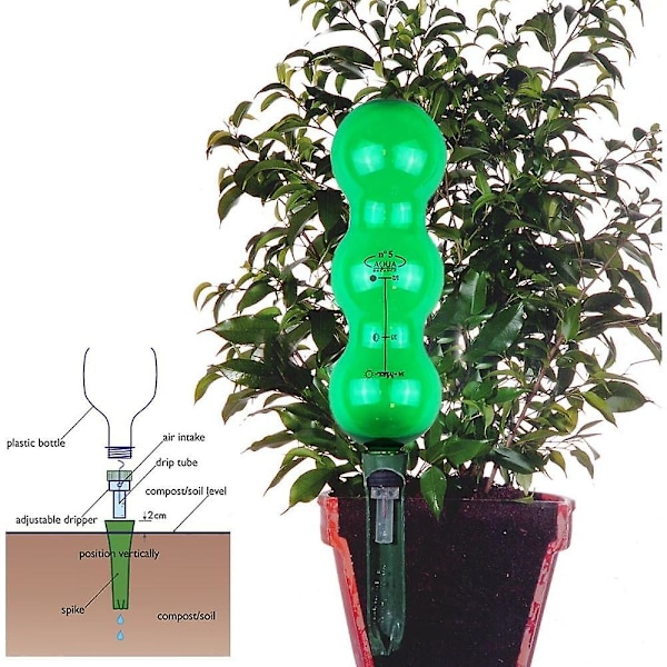Aqua Balance Plant Watering Spikes and Globes with Weather/Temperature Controlled (4 Pack), Garden Green, 1.25 Litre