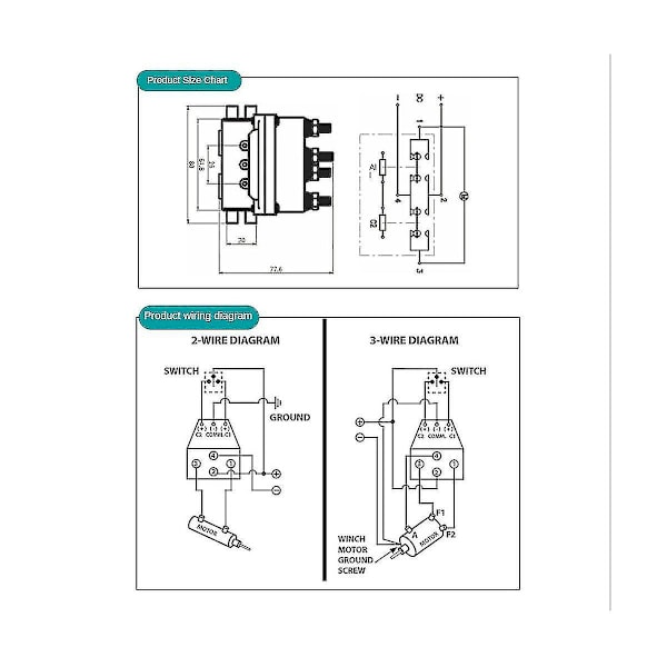 12V Vinsch Rocker Switch Tumme 250A Solenoid Relä Kontaktorn Vinschar För ATV UTV
