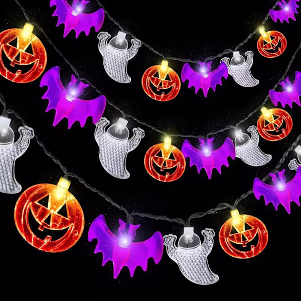 Halloween Flaggermuslys, Gresskar Flaggermus Dekorative Lys, 20 LED Halloween Dekorasjonslys, Halloween Lyslenke