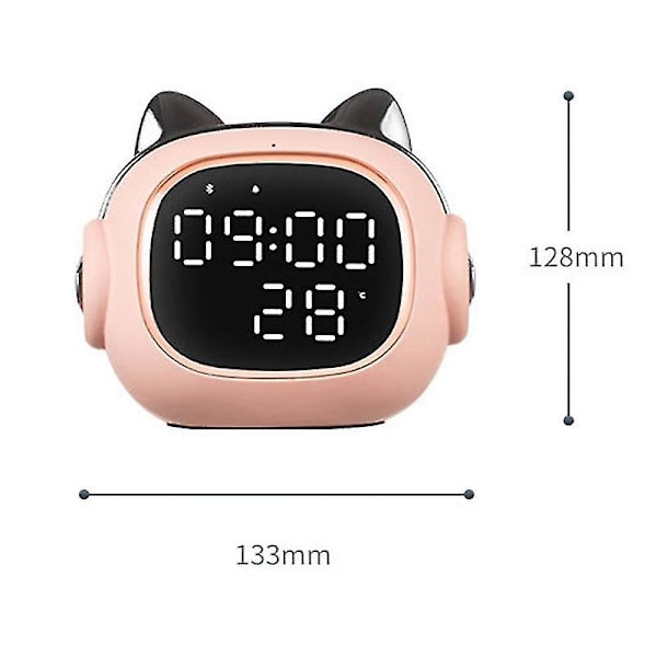 Rolig Digital Kattväckarklocka med Bluetooth-högtalare - Rosa