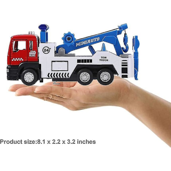 Leikkiautojen hinausauto, vetä ja päästä -leluautot, miniatyyri-kuljetusautolelu pojille ja tytöille, valot ja äänet