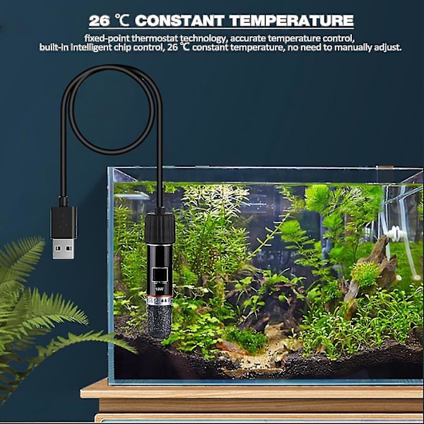 Mini Akvariumvarmer | Termostat 10w USB Oppladbart Stang For Oppvarming | Plassbesparende Oppvarmingsverktøy For Akvarium Og Små Akvarier - CE
