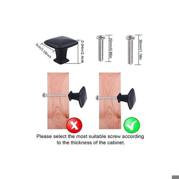 Skåpsknoppar - LARGEIGHT - 30 mm - Aluminiumlegering - Svart - Förpackning med 12