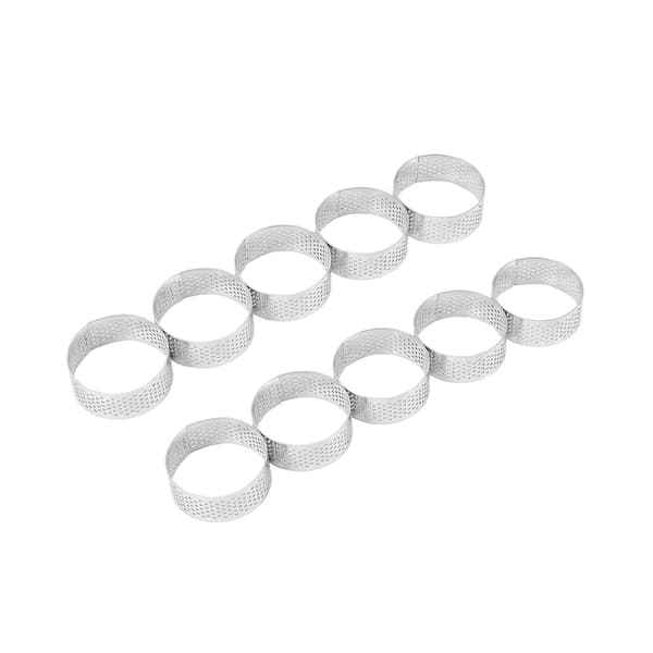 10 Pakker 5Cm Rustfrit Stål Tærteforme, Varmebestandige Perforerede Kage Mousseforme, Runde Forme Bage