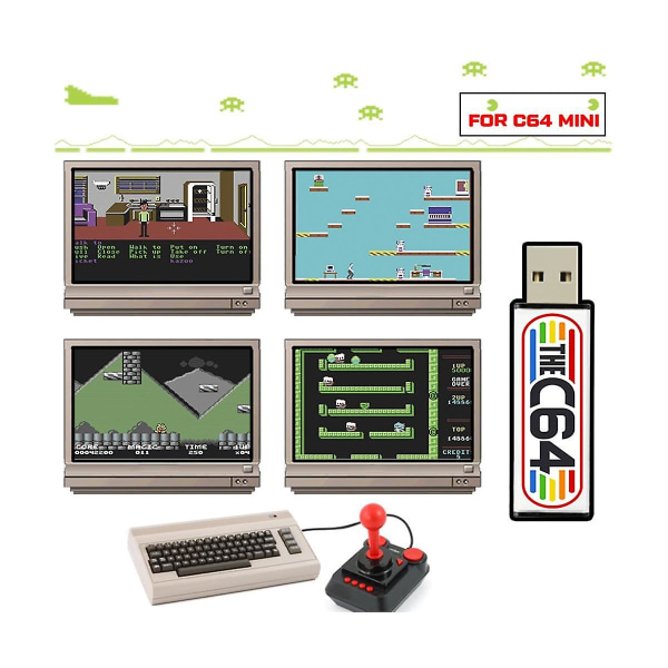 Usb-tikku C64 Mini -retropelikonsolille, Plug and Play, U-levy pelikiekko 5370 pelillä