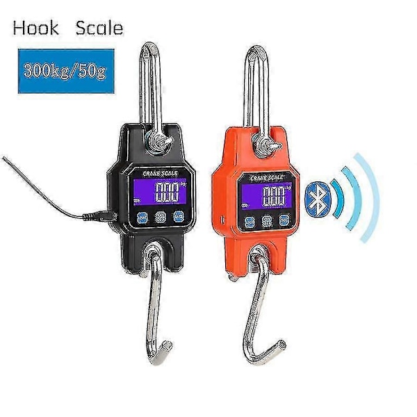 300kg/50g Bluetooth-kompatibel Kranvåg Uppladdningsbar Portabel Hängande Industriell Krok Våg Rostfritt Stål Med 4.0 Bt Usb