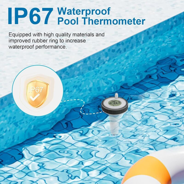 Trådløst Pooltermometer. Trådløst Flydende Digitalt Pooltermometer. IP67 Vandtæt. Indendørs Udendørs Termometer