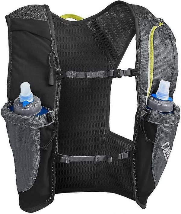 Camelbak Nano 3L Unisex Løbevest med 2x500ml Hurtige Flasker, Sort/Grå - Medium