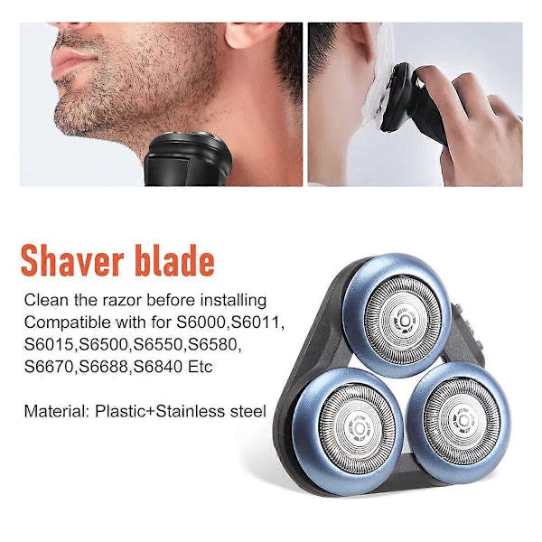Højkvalitets erstatningsbarberhoved til Philips S6000 S6011 S6015 S6500 S6550 S6580 S6670 S6688 Raz
