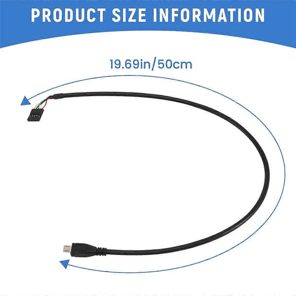 (2-Pack) 50CM 5-Pin Moderkort Hona Header till Micro-USB Hane Adapter Dupont Förlängningskabel (5-Pin/