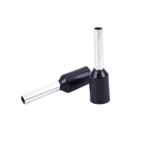 1000x Krympe Terminal Præ-isoleret Ferrule E1008 18AWG 1.0mm2 Sølv Sort