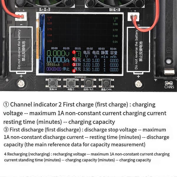 8 Kanaler 18650 Lithium Batterikapacitetstester Modul MAh MWh Kapacitetsdeling Intern Modstand