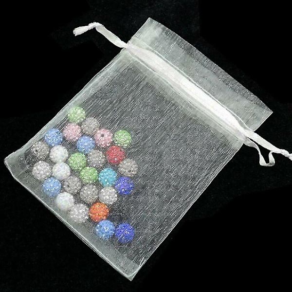 50 stk Store Organza Gaveposer, 20 X 30cm Smykkeposer Bryllupsgaveposer Med Træk snor Til Jul Fødselsdagsfest Gaveindpakning (hvid)