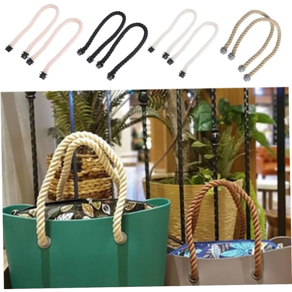 O Bag Lange Håndtak, 2 stk Klassisk Tauhåndtak Håndtak Bytte for Obag Canvas Bag Tilbehør Damer Bag Lys Khaki, Håndtak O Bag