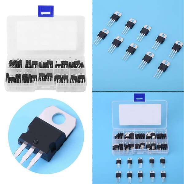 60 stk. 10 værdier L7805CV LM317t Transistor Sortimentssæt med opbevaringsboks