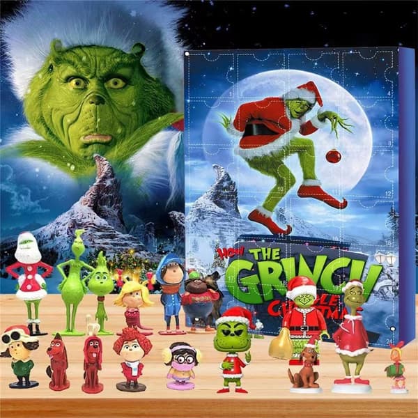 2024 Grön Päls Monster Grinch Jul Advent Blind Box Julkalender D