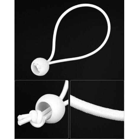 100 stykker elastiske gummibånd med kugler, 15 cm, hvide gummibånd, velegnet til campingtelte, presenninger, bannere
