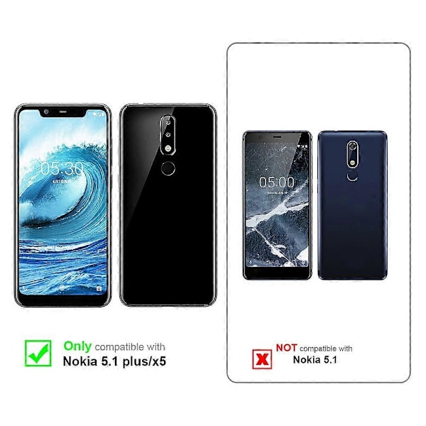 Nokia 5.1 PLUS / X5 -kotelo - Suojaava kotelo telinetoiminnolla ja korttipaikalla