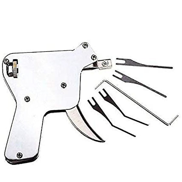 Låspistol, dörr/låsöppnare låsplockningspistol, låssmed set (1 set, silver)