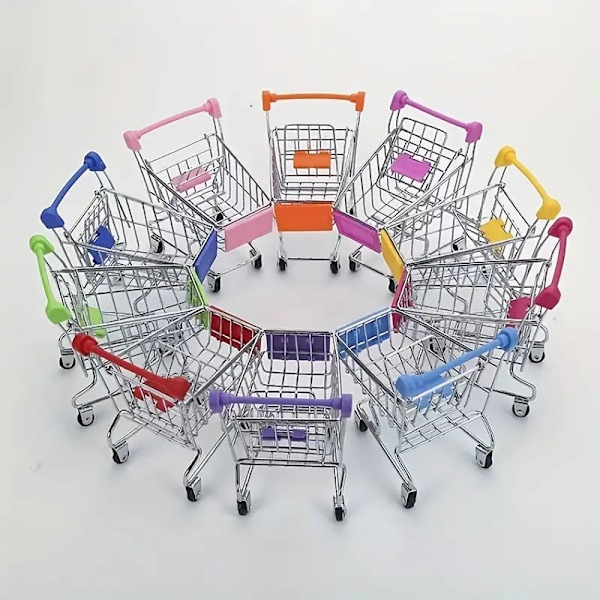 1:a, Mini Handlevogn for Kontor, Supermarkedshandlevogn Mini Supermarked Oppbevaringsverktøy Dekorasjoner Rosa