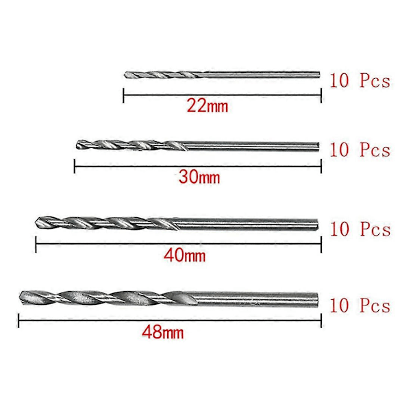 40 st Titanium Twist Borr Set, Kobolt Metriska Borrar 0.5mm - 2.0mm för Metall, Rostfritt Stål