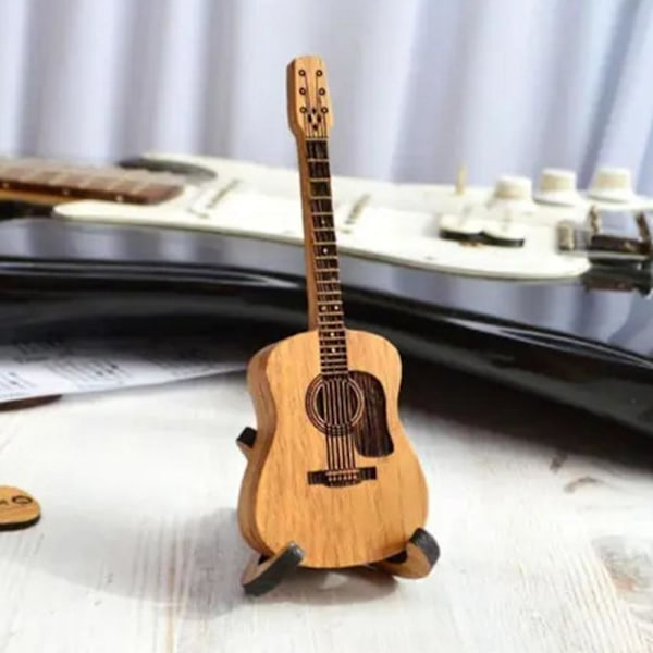 Gitarrplockfodral, Trä Akustisk Gitarrplocklåda, Gitarrplockhållare med 3 Gitarrplock, Gitarrplockställ för Gitarrspelare Älskare