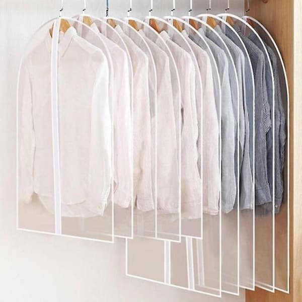 5 stycken transparenta klädsäckar med dragkedja