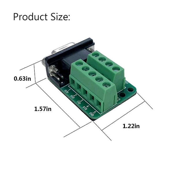 10 stk. DB9 Loddefri Connector, RS232 D-SUB Seriell til 2 Rækker 9-bens Port Terminal Adapter Breakout Bo