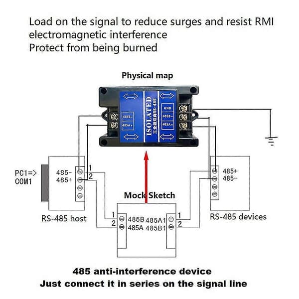 RS485 Anti-Interference Enhed Passiv 485 Filter RS485 Data Beskytter RS485 Kommunikations Data Iso