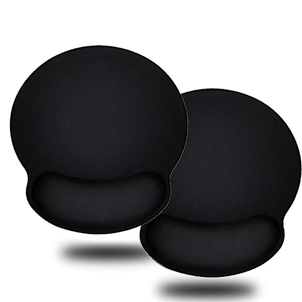 2-pack ergonomiska musmattor med bekvämt och kylande gel handledsstöd, halkfri PU-bas för enkel smärtfri skrivning