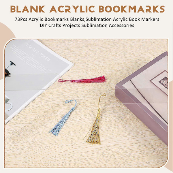 73 kpl akryylikirjanmerkkejä, sublimaatioakryylikirjanmerkit, DIY-askarteluprojektit sublimaatiokoristeet