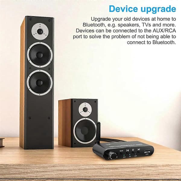 Bluetooth 5.1 Sender Mottaker Digital til Analog Audio Konverter DAC Trådløs Adapter, Koaksial til A