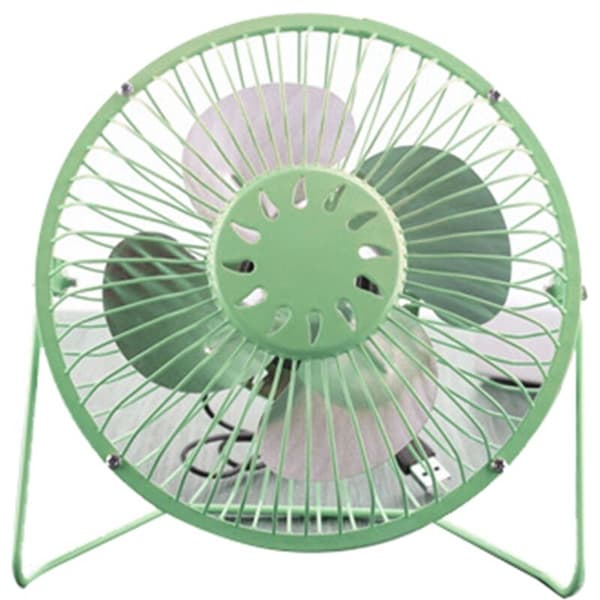4-tommer USB-bordventilator. Mini grøn metalventilator. Personlig ventilator til frisk luft og cirkulation.