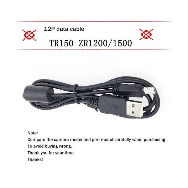 USB-kabel til Exilim EX-S10 EX-S12 EX-Z80 EX-Z77 EX-Z2 EX-Z9 EX-Z90 EX-Z2000 EX-Z2200 EX-Z2300 TR20