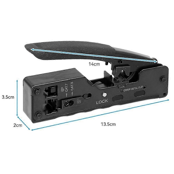 RJ45 Crimpzange + 10 Cat7-kontakter Set Nätverksverktyg Lan-kabeltång Cat 7/6