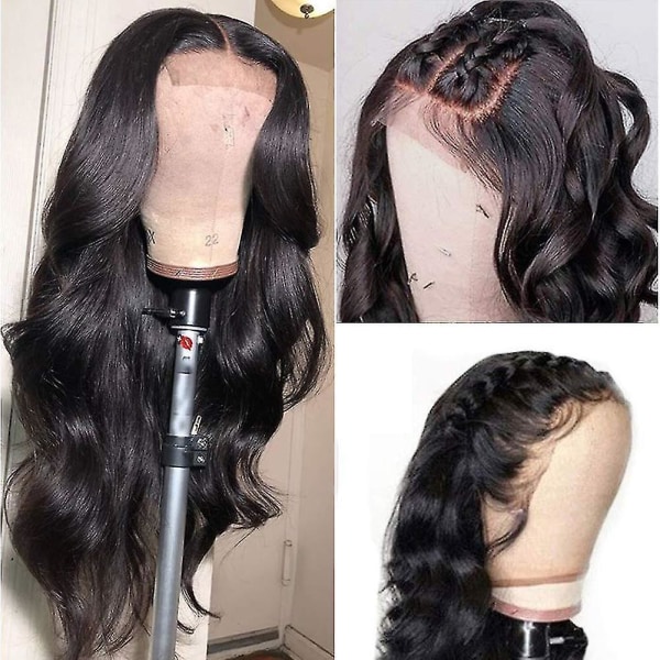 Body Wave Lace Front Paryk Menneskehår Forudplukket Bleget Knude Med Babyhår Limfri Naturlig Farve