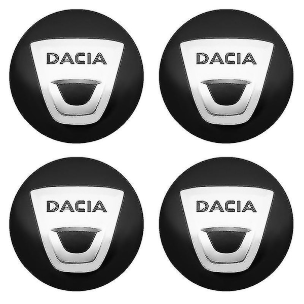 Car Styling 4st 56 mm För Dacia Emblem Badge Hjul Center Hub Cap Cover Sticker För Dacia Duster Logan Sandero Lodgy Accessoarer, svart