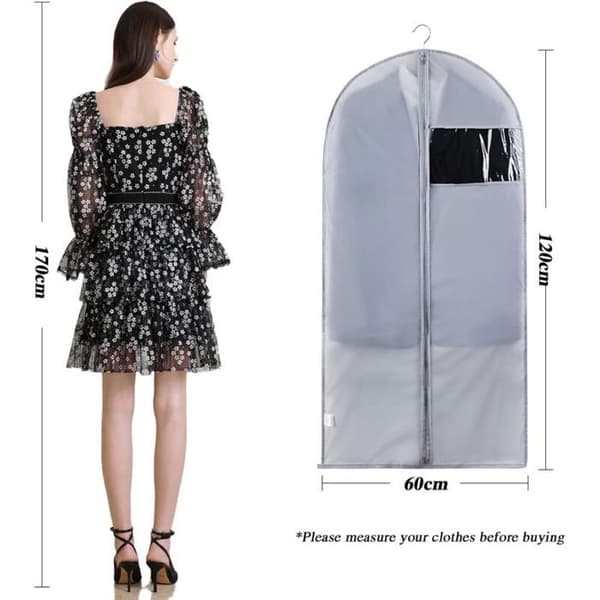 Klädöverdrag - LARGEIGHT - 5-pack - Transparent - 60 x 120 cm - Dammtät