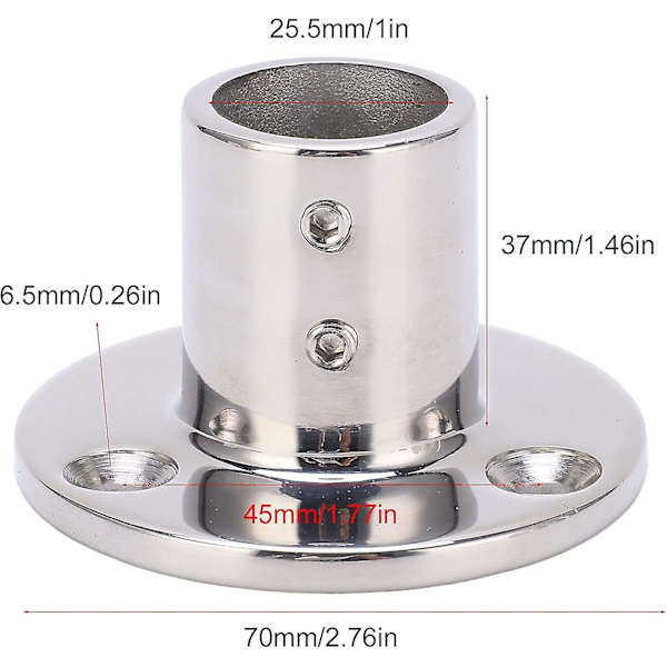Käsijohdepyöreä jalusta, ruostumaton 316 teräskäsijohdevarusteet 25 mm / 1\" (90) putkelle