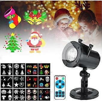 Julesnøfnugg LED-projektor - Julelys med 12 lysbildemønstre
