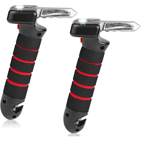 Bil Dörrhjälp Handtag Set Om 2, Bärbar Fordonssupport Handtag, 4 I 1 Dörrhandtag För Äldre, Hjälp Fönsterbrytare Säkerhetsbälte Cutter Med Led Blixtlampa
