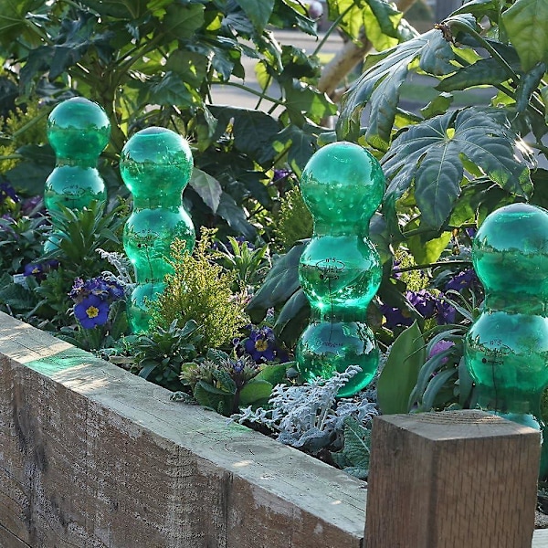Aqua Balance Plant Watering Spikes and Globes with Weather/Temperature Controlled (4 Pack), Garden Green, 1.25 Litre