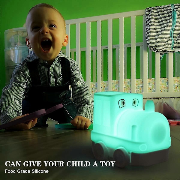 Natlampe Børneværelse Lampe Baby Natlampe LED Genopladelig 9 Farver Natlampe (Fjernbetjening + Touch Dæmpning) Julegave - Tog