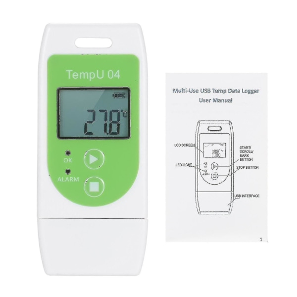 Datalogger Multi-användning Usb Temperaturdatalogger Återanvändbar Temp Recorder Med 32 000 Registreringskapacitet--