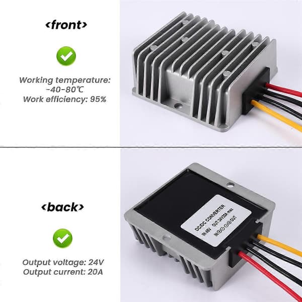 48V DC-DC Omvandlare 48V till 24V 20A Nedtrappningsaggregat Buck Regulator Spänning för