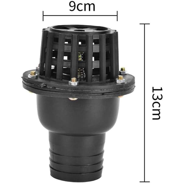 Platt lågtrycksbackventil för vattenpump. i svart PVC. för hydrauliska maskiner (2\")